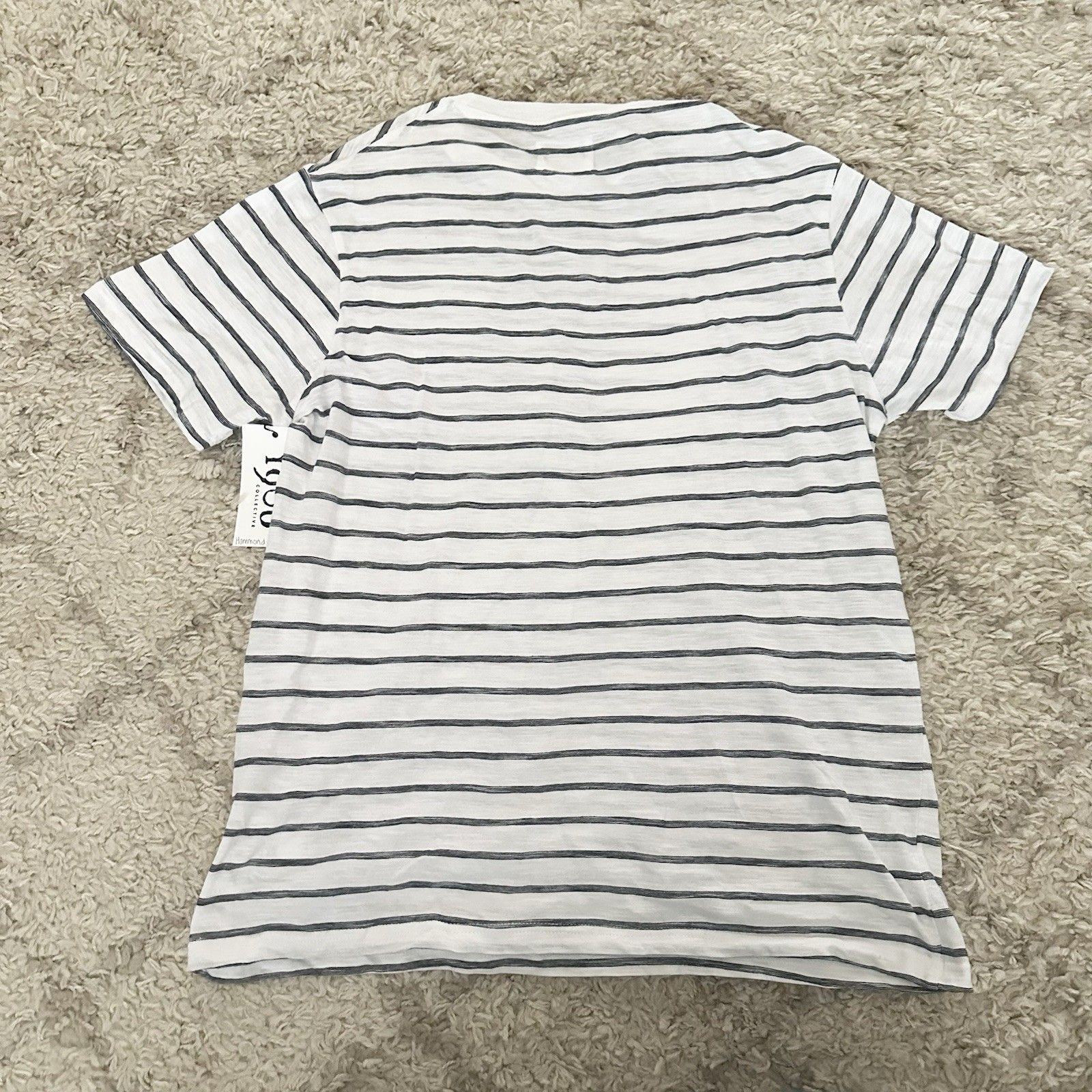 Carly Jean Los Angeles 1906 Hammond Black White Striped T-Shirt Pocket Men Large — image 5 of 8
